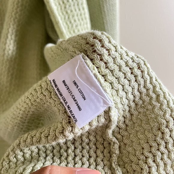 Eileen Fisher Open‎ Front Cardigan Sweater Green Womens Size L Chunky Knit - Picture 3 of 5